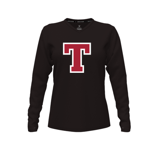 [FTLVCFBK-FYXS-LOGO2] Decker Comfort T-Shirt (Female Youth XS, Black, V Neck, Logo 2, Long Sleeve)