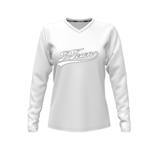 [FTLVPTWH-FYXS-LOGO1] Decker Performance T-Shirt (Female Youth XS, White, V Neck, Logo 1, Long Sleeve)