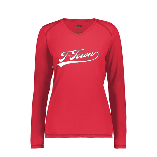 [6847.083.XS-LOGO1] Women's SoftTouch Long Sleeve (Female Adult XS, Red, Logo 1)