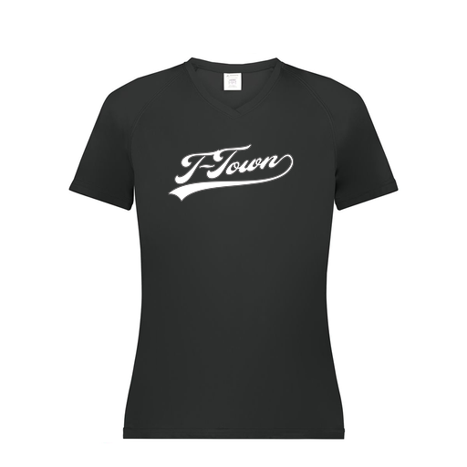 [2792.080.XS-LOGO1] Ladies Smooth Sport V-Neck T-Shirt (Female Adult XS, Black, Logo 1)