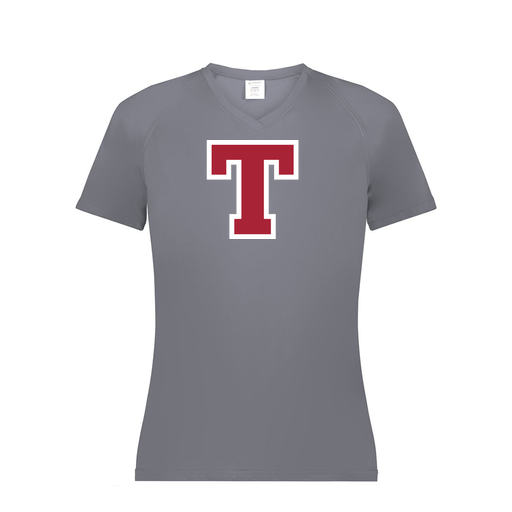 [2792.059.XS-LOGO2] Ladies Smooth Sport V-Neck T-Shirt (Female Adult XS, Gray, Logo 2)