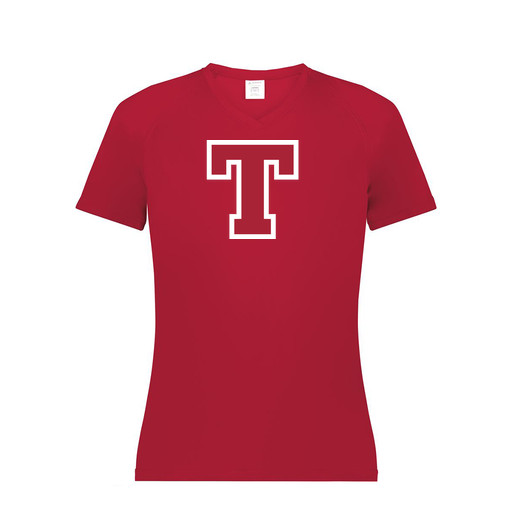[2792.083.XS-LOGO2] Ladies Smooth Sport V-Neck T-Shirt (Female Adult XS, Red, Logo 2)