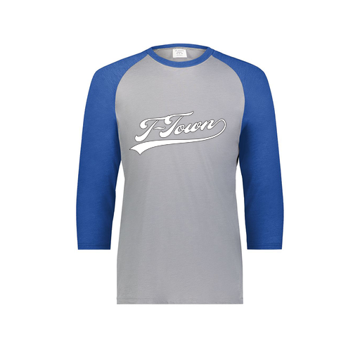 [6879.28V.S-LOGO1] Men's Vintage 3/4 Sleeve T-Shirt (Adult S, Royal, Logo 1)