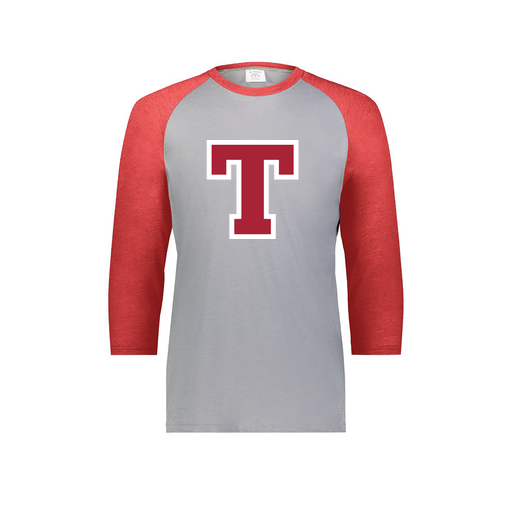 [6879.27V.S-LOGO2] Men's Vintage 3/4 Sleeve T-Shirt (Adult S, Red, Logo 2)