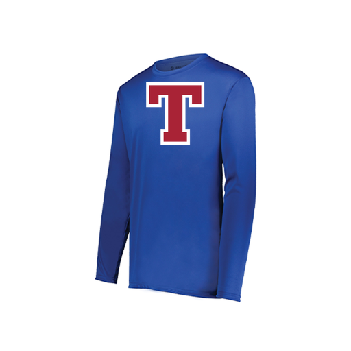 [222823.060.S-LOGO2] Youth LS Smooth Sport Shirt (Youth S, Royal, Logo 2)