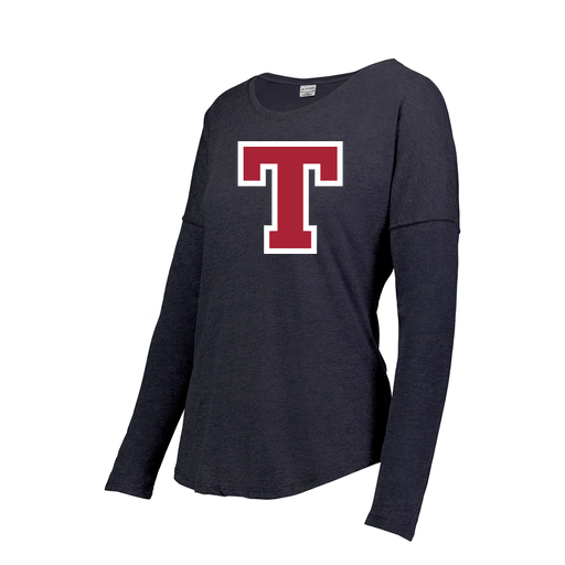 [FTLCUBNV-FAS-LOGO2] Decker Women's Tri-Blend T-Shirt - Long Sleeve (Female Adult S, Navy, Logo 2)